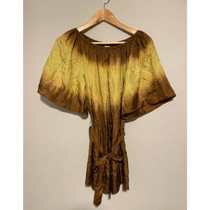 Vintage Cache Womens Tunic XS Ombre Silk Satin Belted Studded Batwing Boho Y2K